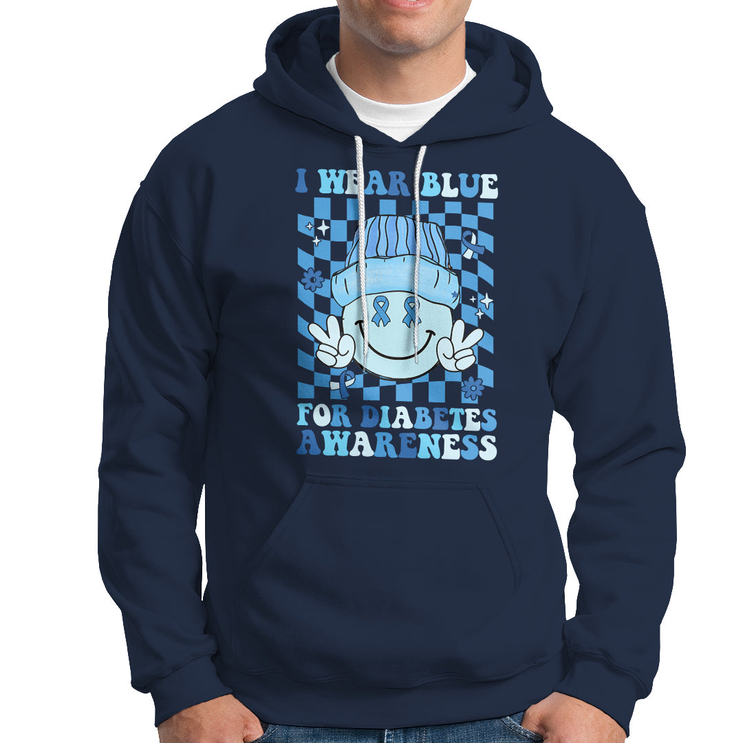 I Wear Blue For Diabetes Awareness Support T1D T2D Diabetics Hoodie - Wonder Print Shop