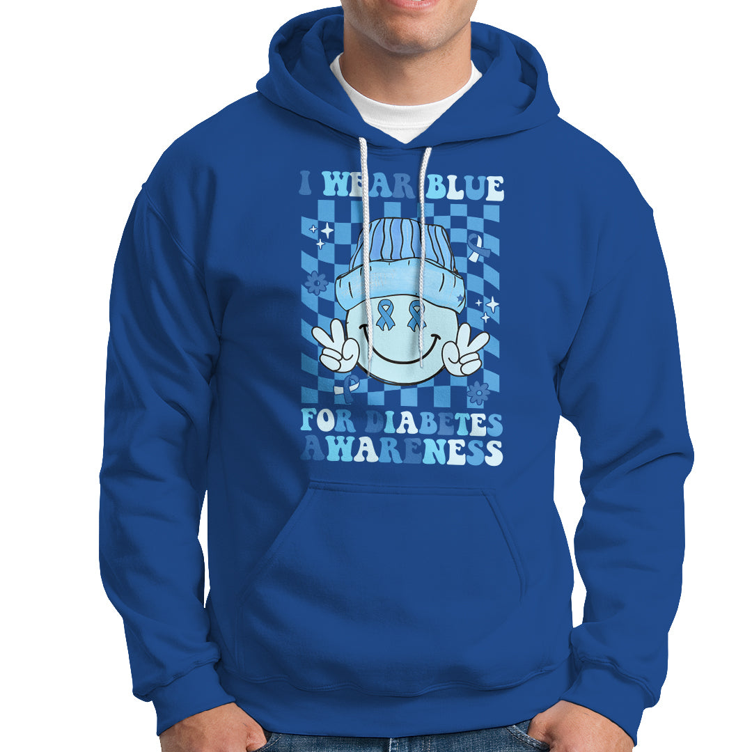 I Wear Blue For Diabetes Awareness Support T1D T2D Diabetics Hoodie - Wonder Print Shop