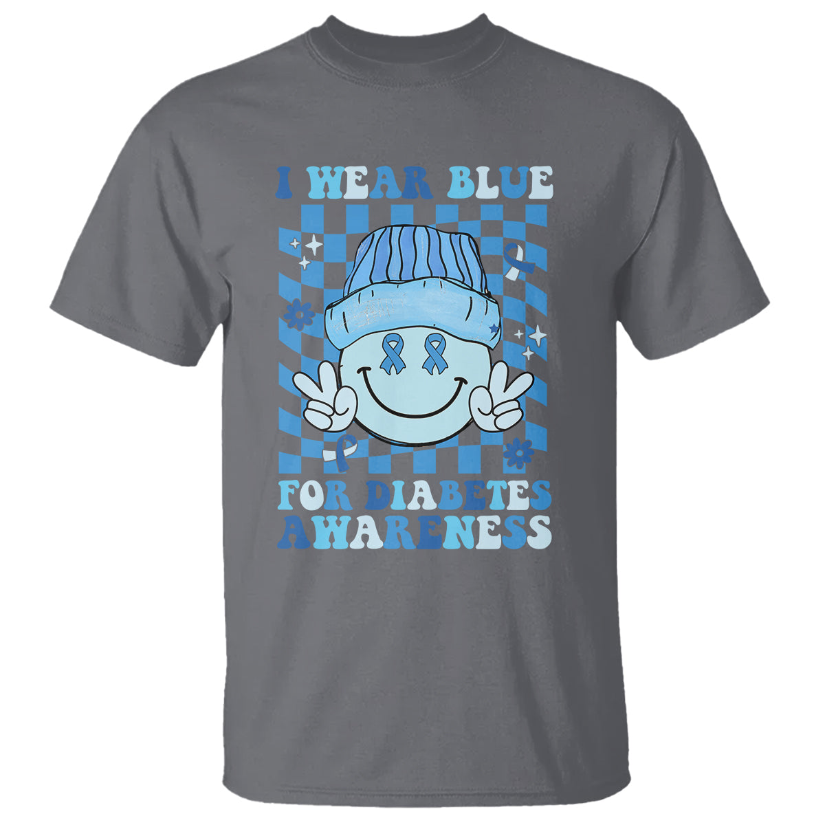 I Wear Blue For Diabetes Awareness Support T1D T2D Diabetics T Shirt - Wonder Print Shop