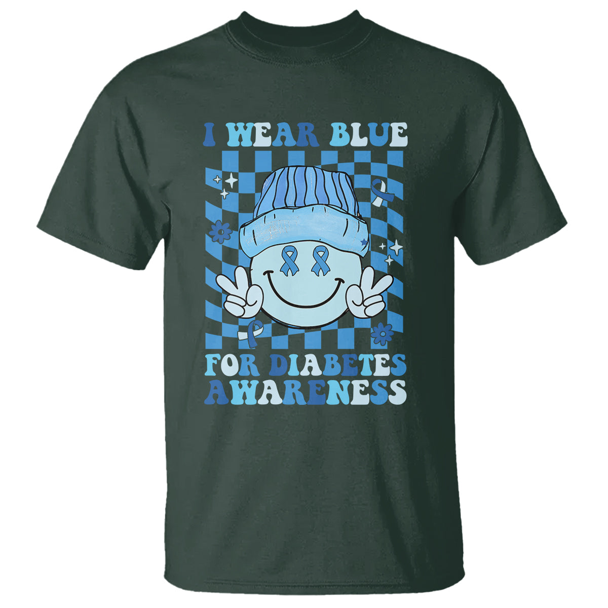 I Wear Blue For Diabetes Awareness Support T1D T2D Diabetics T Shirt - Wonder Print Shop
