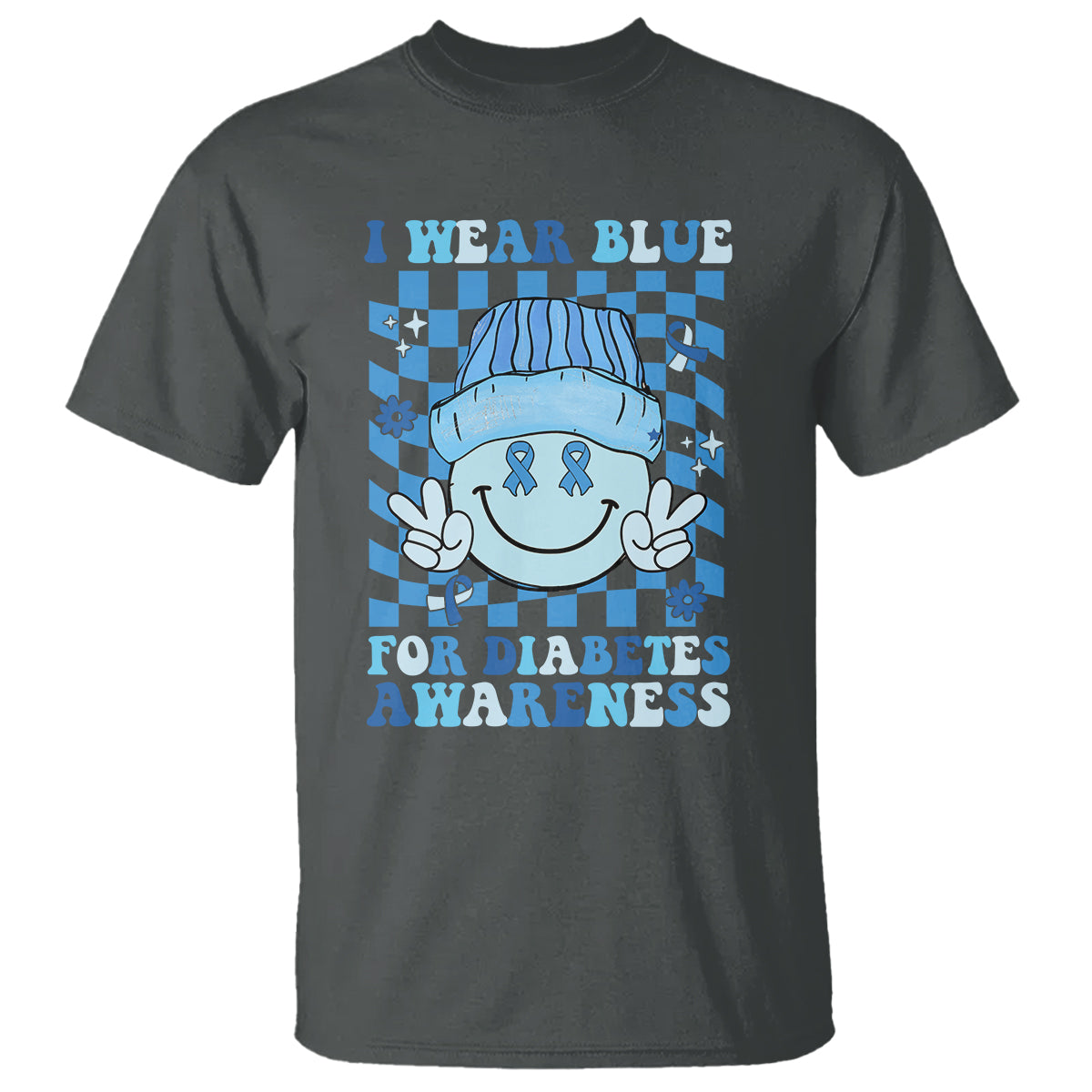 I Wear Blue For Diabetes Awareness Support T1D T2D Diabetics T Shirt - Wonder Print Shop