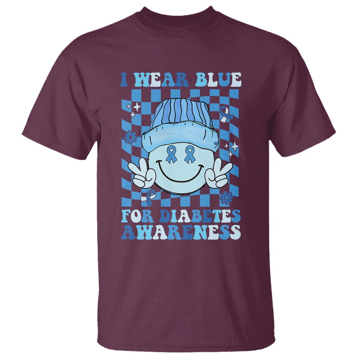 I Wear Blue For Diabetes Awareness Support T1D T2D Diabetics T Shirt - Wonder Print Shop