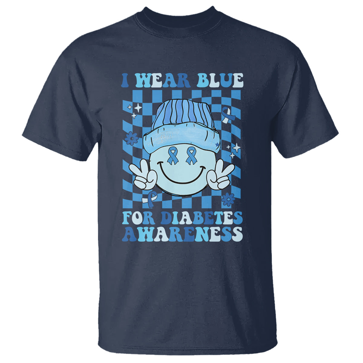 I Wear Blue For Diabetes Awareness Support T1D T2D Diabetics T Shirt - Wonder Print Shop