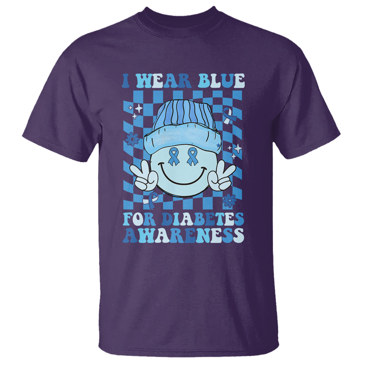 I Wear Blue For Diabetes Awareness Support T1D T2D Diabetics T Shirt - Wonder Print Shop