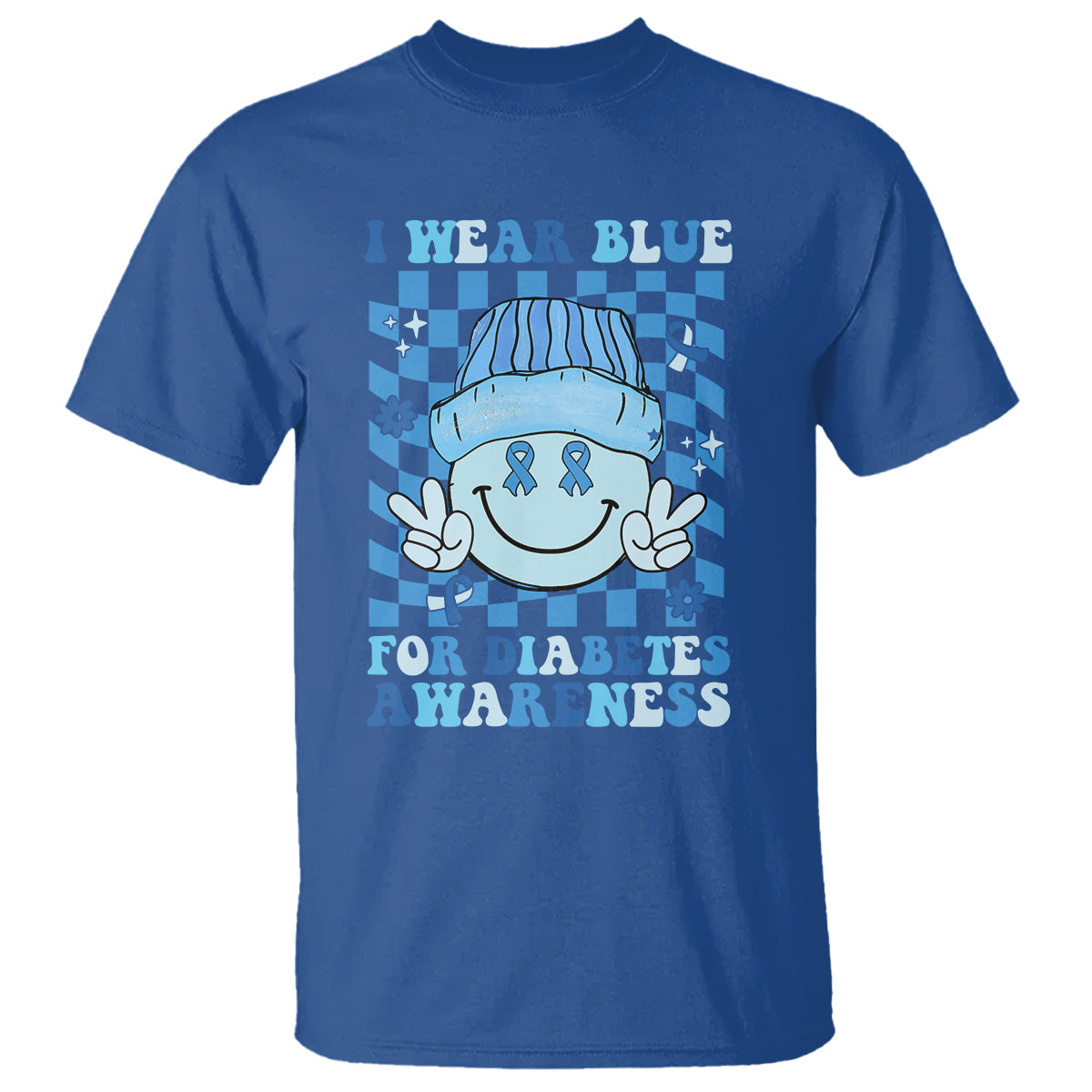 I Wear Blue For Diabetes Awareness Support T1D T2D Diabetics T Shirt - Wonder Print Shop