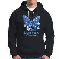 In November We Wear Blue Ribbon Butterfly Diabetes Awareness Hoodie - Wonder Print Shop