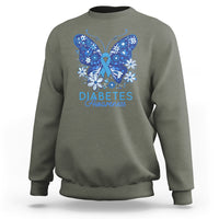 In November We Wear Blue Ribbon Butterfly Diabetes Awareness Sweatshirt - Wonder Print Shop