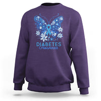 In November We Wear Blue Ribbon Butterfly Diabetes Awareness Sweatshirt - Wonder Print Shop