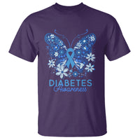 In November We Wear Blue Ribbon Butterfly Diabetes Awareness T Shirt - Wonder Print Shop