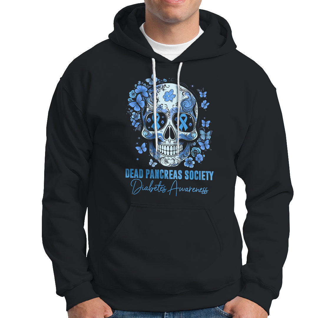 Blue Sugar Skull Dead Pancreas Society Diabetes Awareness Hoodie - Wonder Print Shop
