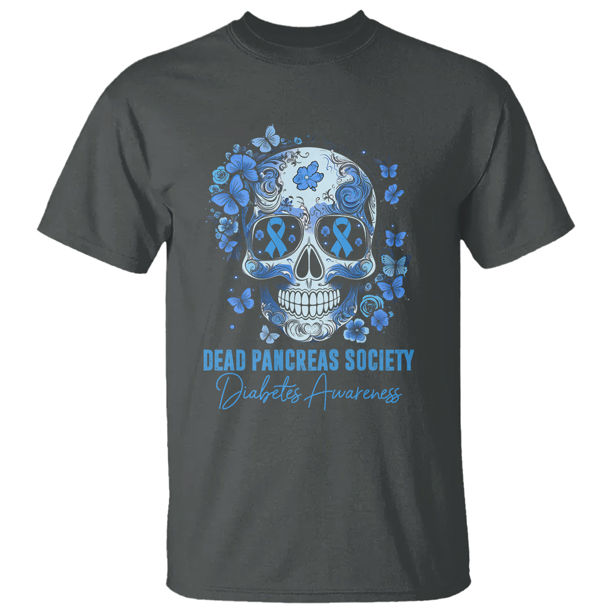 Blue Sugar Skull Dead Pancreas Society Diabetes Awareness T Shirt - Wonder Print Shop