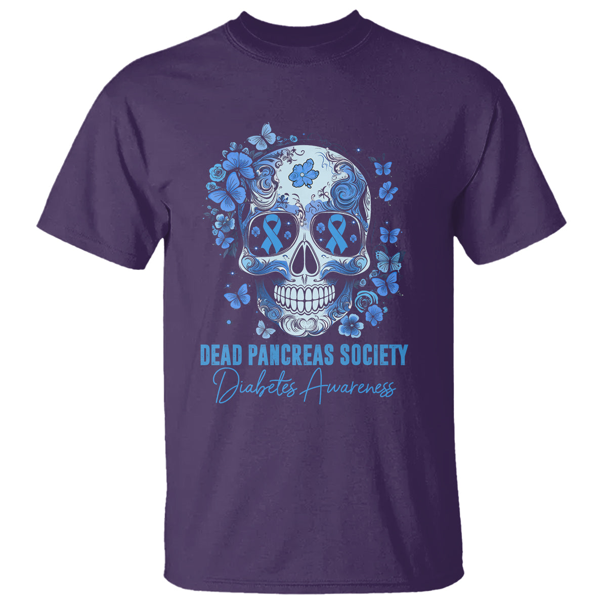 Blue Sugar Skull Dead Pancreas Society Diabetes Awareness T Shirt - Wonder Print Shop