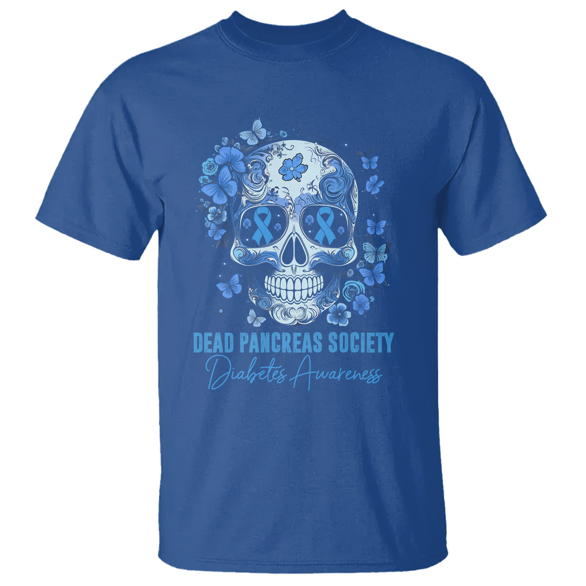 Blue Sugar Skull Dead Pancreas Society Diabetes Awareness T Shirt - Wonder Print Shop