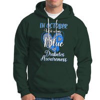 In October We Wear Blue Ribbon Heart Diabetes Awareness Hoodie - Wonder Print Shop