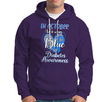 In October We Wear Blue Ribbon Heart Diabetes Awareness Hoodie - Wonder Print Shop