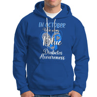 In October We Wear Blue Ribbon Heart Diabetes Awareness Hoodie - Wonder Print Shop