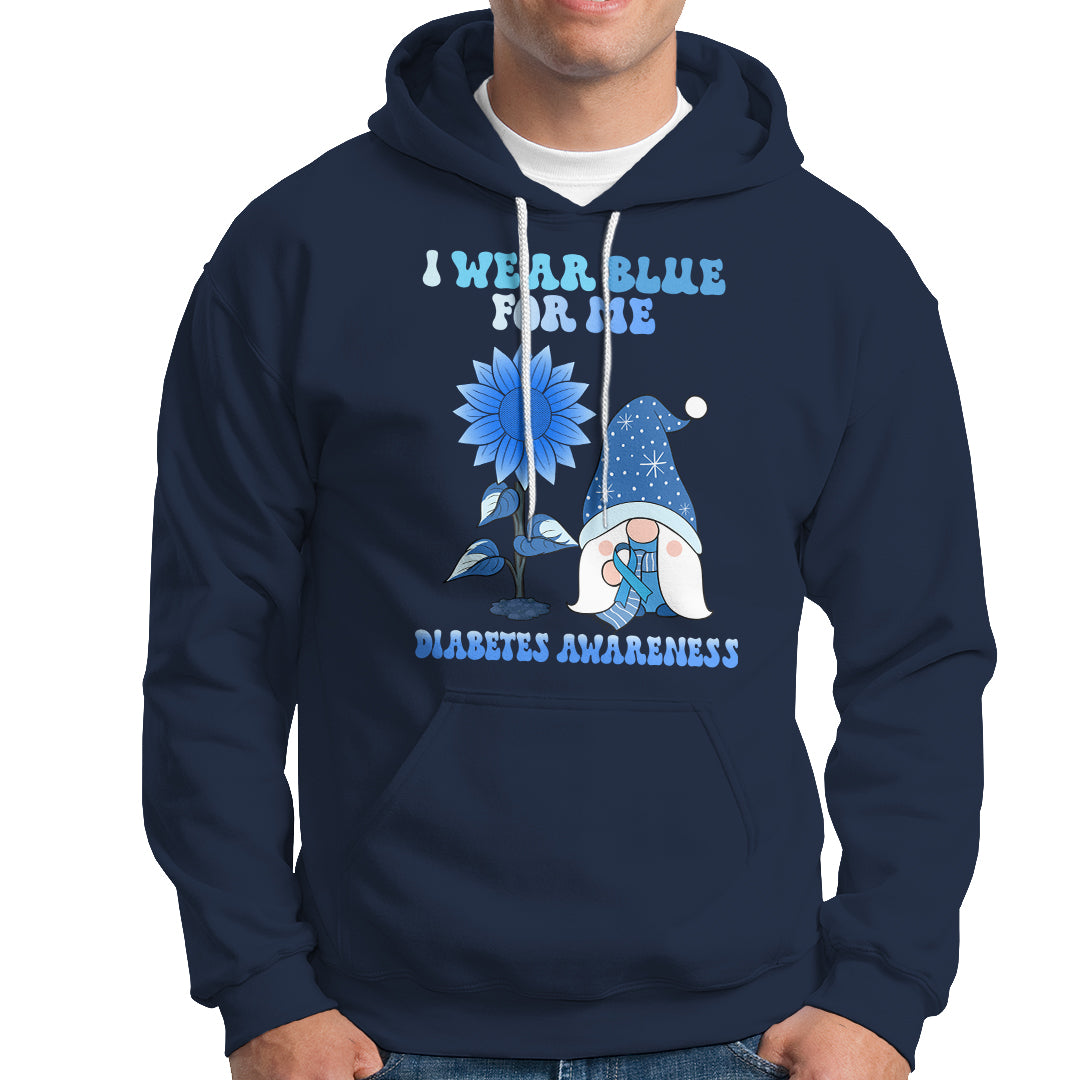 I Wear Blue For Me Diabetes Awareness Gnome Boy Men Warrior Diabetic Hoodie - Wonder Print Shop