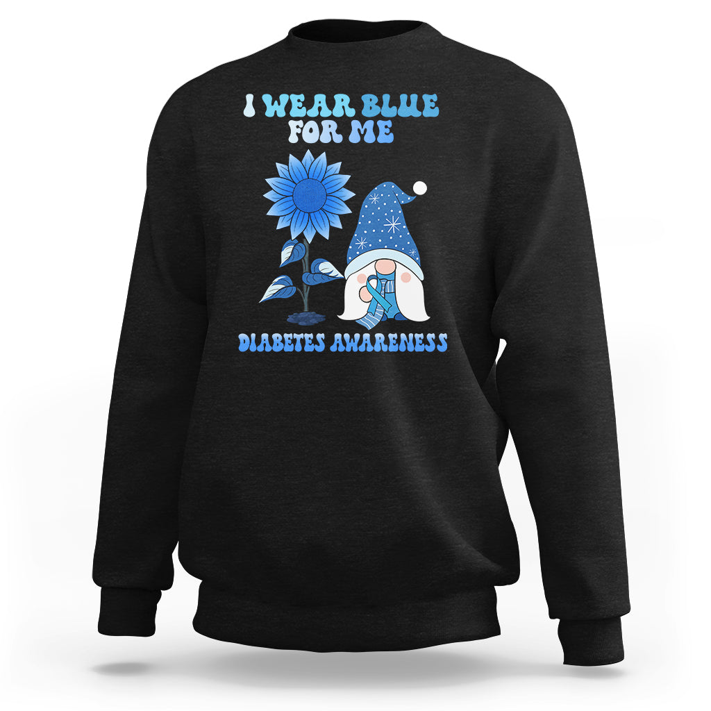 I Wear Blue For Me Diabetes Awareness Gnome Boy Men Warrior Diabetic Sweatshirt - Wonder Print Shop