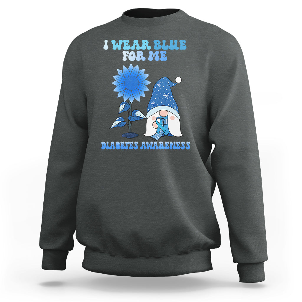 I Wear Blue For Me Diabetes Awareness Gnome Boy Men Warrior Diabetic Sweatshirt - Wonder Print Shop
