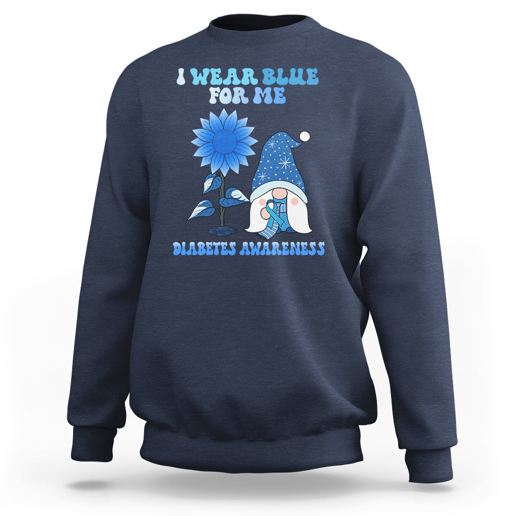 I Wear Blue For Me Diabetes Awareness Gnome Boy Men Warrior Diabetic Sweatshirt - Wonder Print Shop