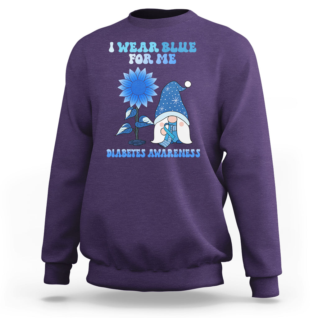 I Wear Blue For Me Diabetes Awareness Gnome Boy Men Warrior Diabetic Sweatshirt - Wonder Print Shop
