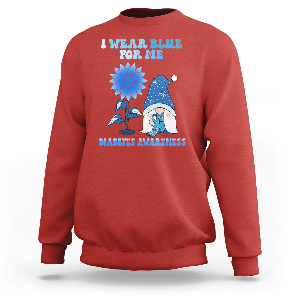 I Wear Blue For Me Diabetes Awareness Gnome Boy Men Warrior Diabetic Sweatshirt - Wonder Print Shop