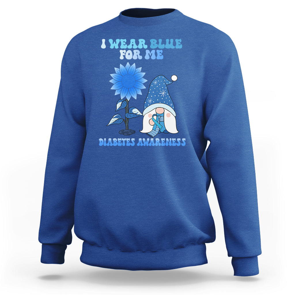 I Wear Blue For Me Diabetes Awareness Gnome Boy Men Warrior Diabetic Sweatshirt - Wonder Print Shop
