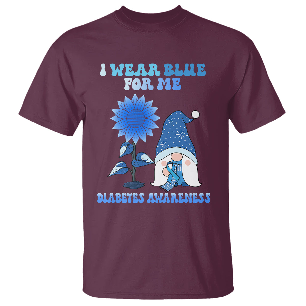 I Wear Blue For Me Diabetes Awareness Gnome Boy Men Warrior Diabetic T Shirt - Wonder Print Shop