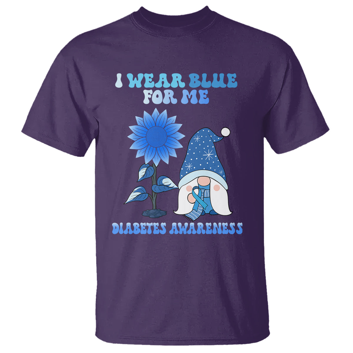 I Wear Blue For Me Diabetes Awareness Gnome Boy Men Warrior Diabetic T Shirt - Wonder Print Shop