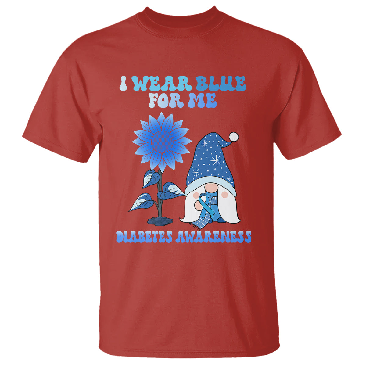 I Wear Blue For Me Diabetes Awareness Gnome Boy Men Warrior Diabetic T Shirt - Wonder Print Shop