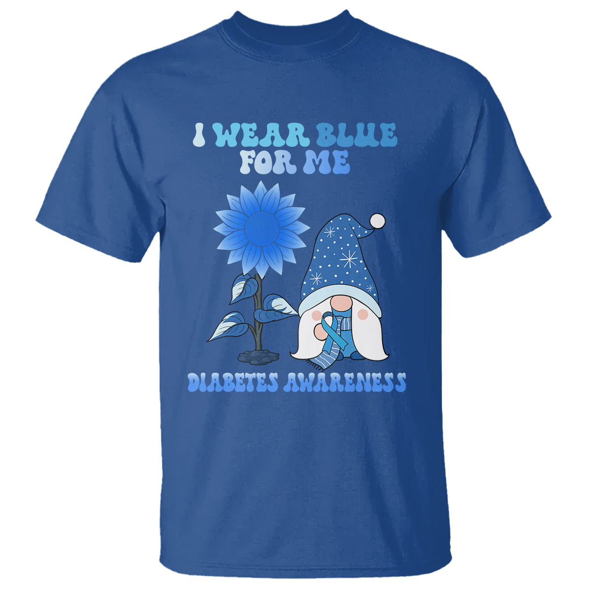 I Wear Blue For Me Diabetes Awareness Gnome Boy Men Warrior Diabetic T Shirt - Wonder Print Shop