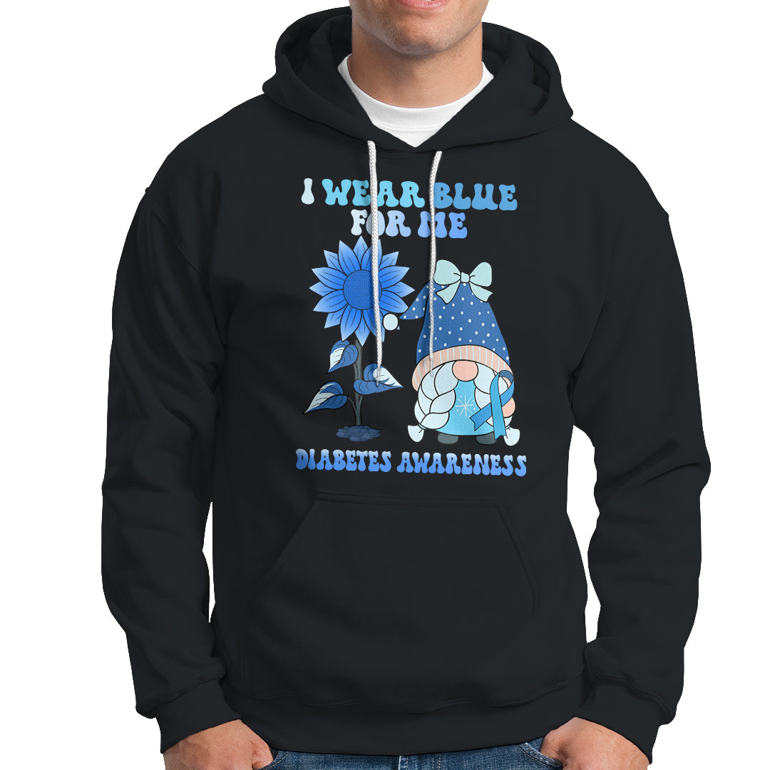 I Wear Blue For Me Diabetes Awareness Gnome Girl Women Warrior Diabetic Hoodie - Wonder Print Shop