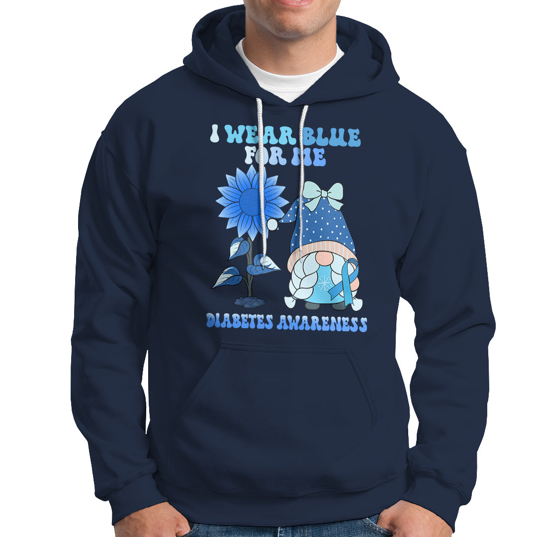 I Wear Blue For Me Diabetes Awareness Gnome Girl Women Warrior Diabetic Hoodie - Wonder Print Shop