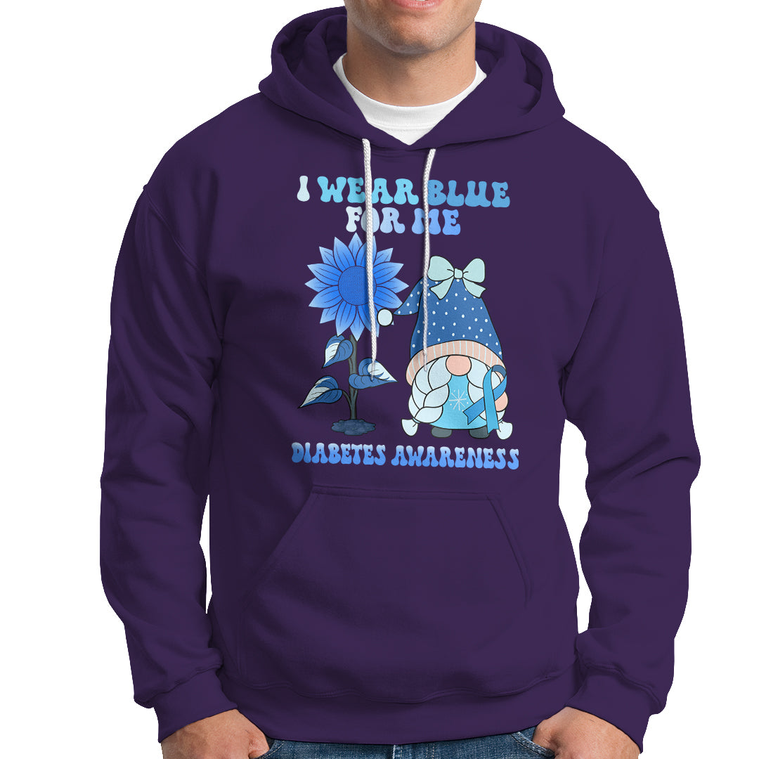 I Wear Blue For Me Diabetes Awareness Gnome Girl Women Warrior Diabetic Hoodie - Wonder Print Shop