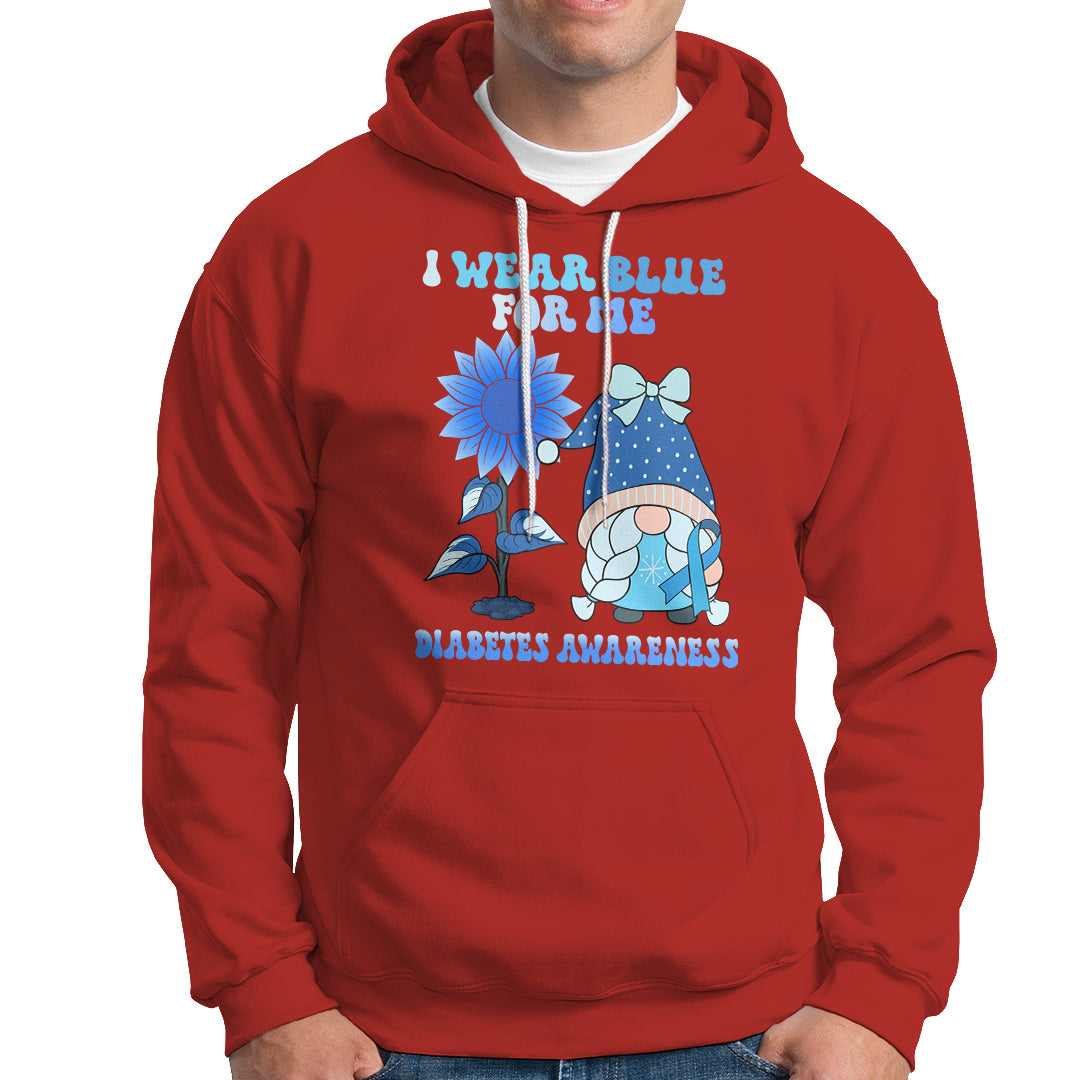 I Wear Blue For Me Diabetes Awareness Gnome Girl Women Warrior Diabetic Hoodie - Wonder Print Shop
