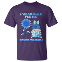 I Wear Blue For Me Diabetes Awareness Gnome Girl Women Warrior Diabetic T Shirt - Wonder Print Shop