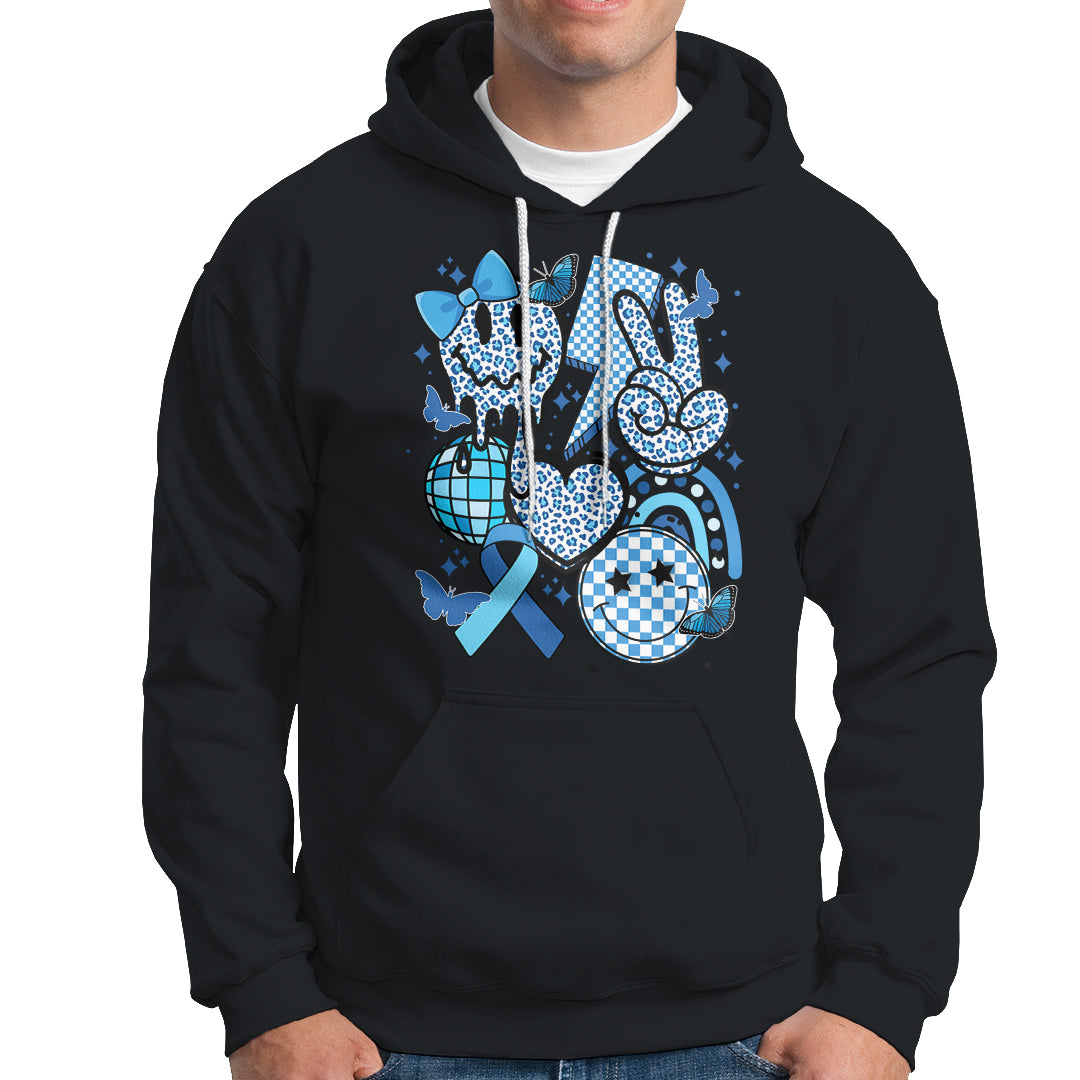 In November We Wear Blue T1D T2D Diabetes Awareness Retro Groovy Hoodie - Wonder Print Shop