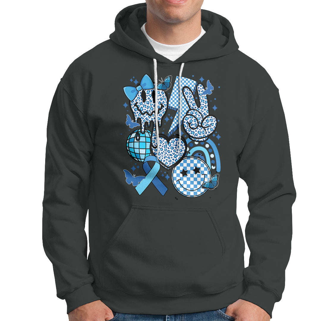 In November We Wear Blue T1D T2D Diabetes Awareness Retro Groovy Hoodie - Wonder Print Shop