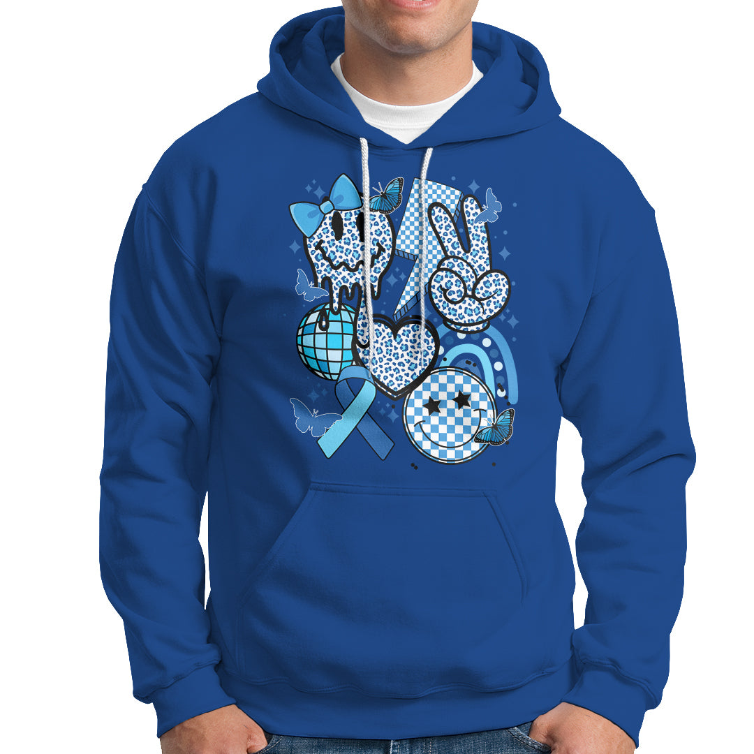 In November We Wear Blue T1D T2D Diabetes Awareness Retro Groovy Hoodie - Wonder Print Shop