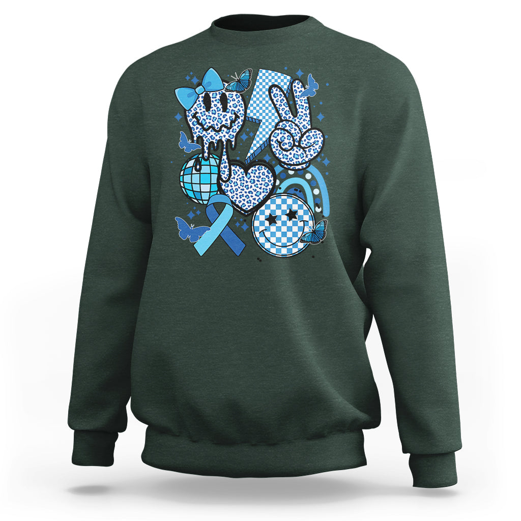 In November We Wear Blue T1D T2D Diabetes Awareness Retro Groovy Sweatshirt - Wonder Print Shop