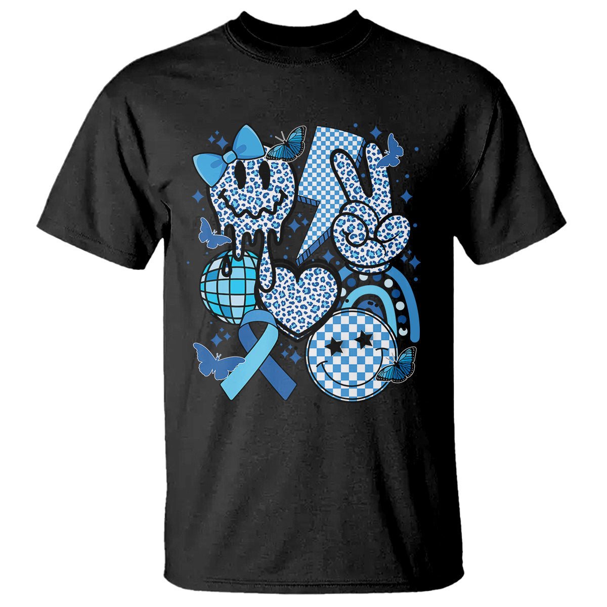 In November We Wear Blue T1D T2D Diabetes Awareness Retro Groovy T Shirt - Wonder Print Shop