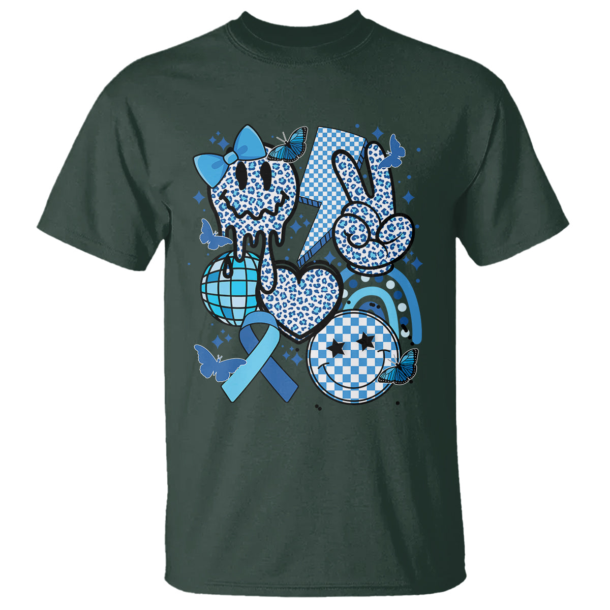 In November We Wear Blue T1D T2D Diabetes Awareness Retro Groovy T Shirt - Wonder Print Shop