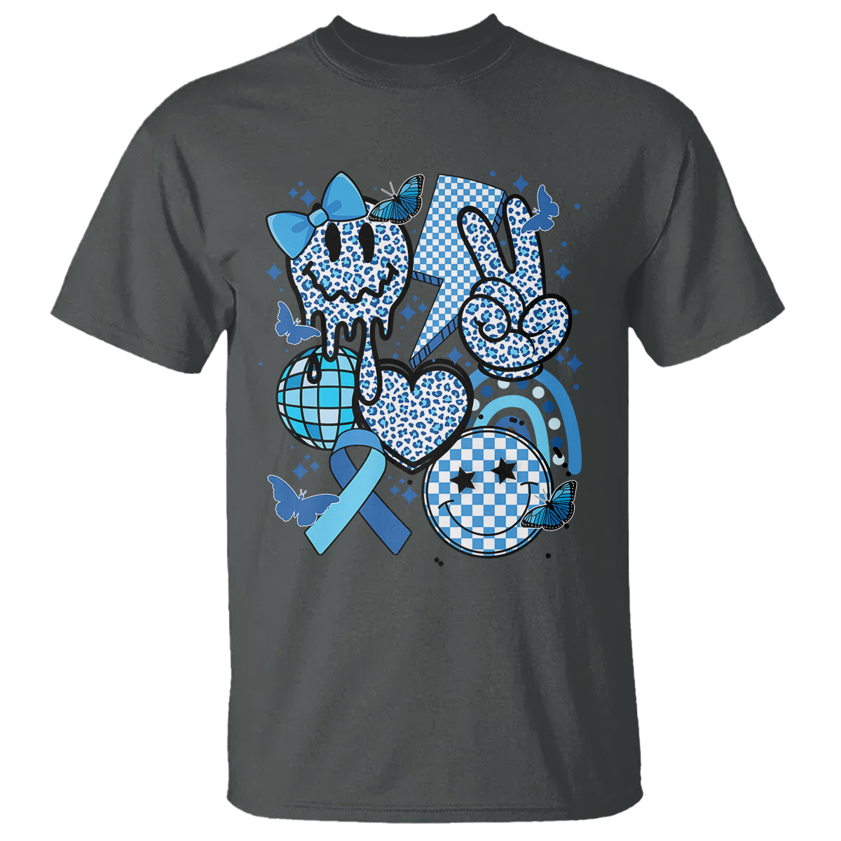 In November We Wear Blue T1D T2D Diabetes Awareness Retro Groovy T Shirt - Wonder Print Shop