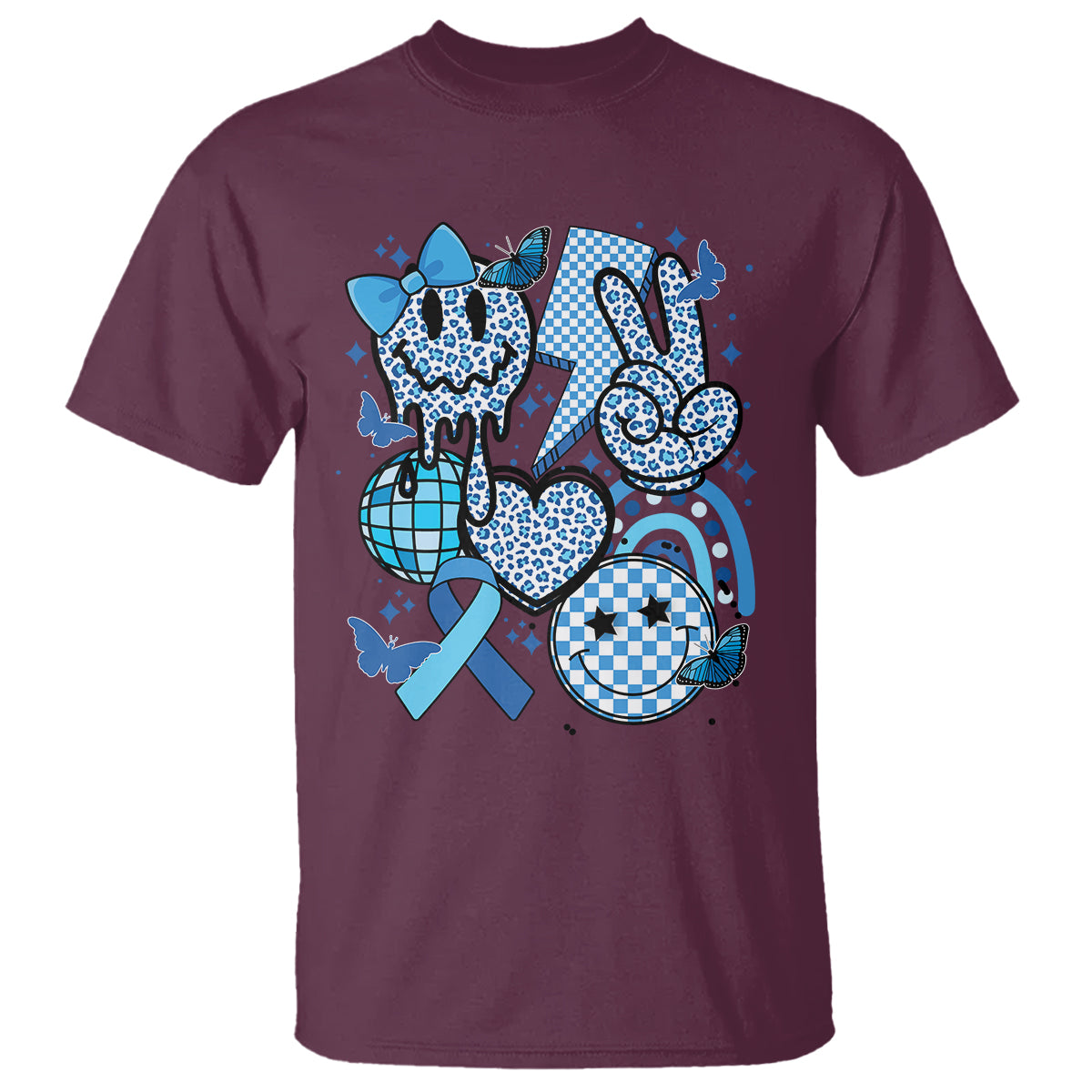 In November We Wear Blue T1D T2D Diabetes Awareness Retro Groovy T Shirt - Wonder Print Shop