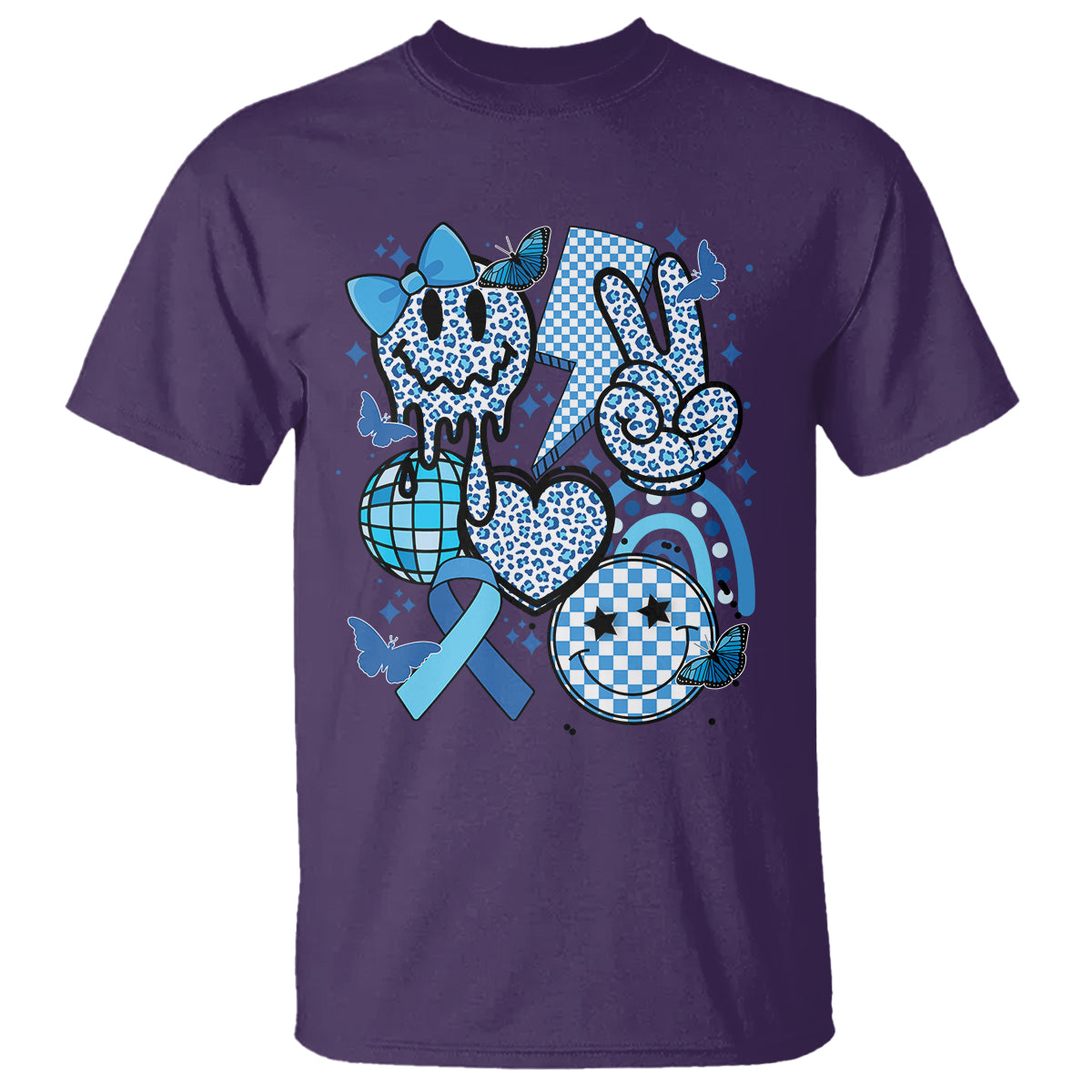 In November We Wear Blue T1D T2D Diabetes Awareness Retro Groovy T Shirt - Wonder Print Shop
