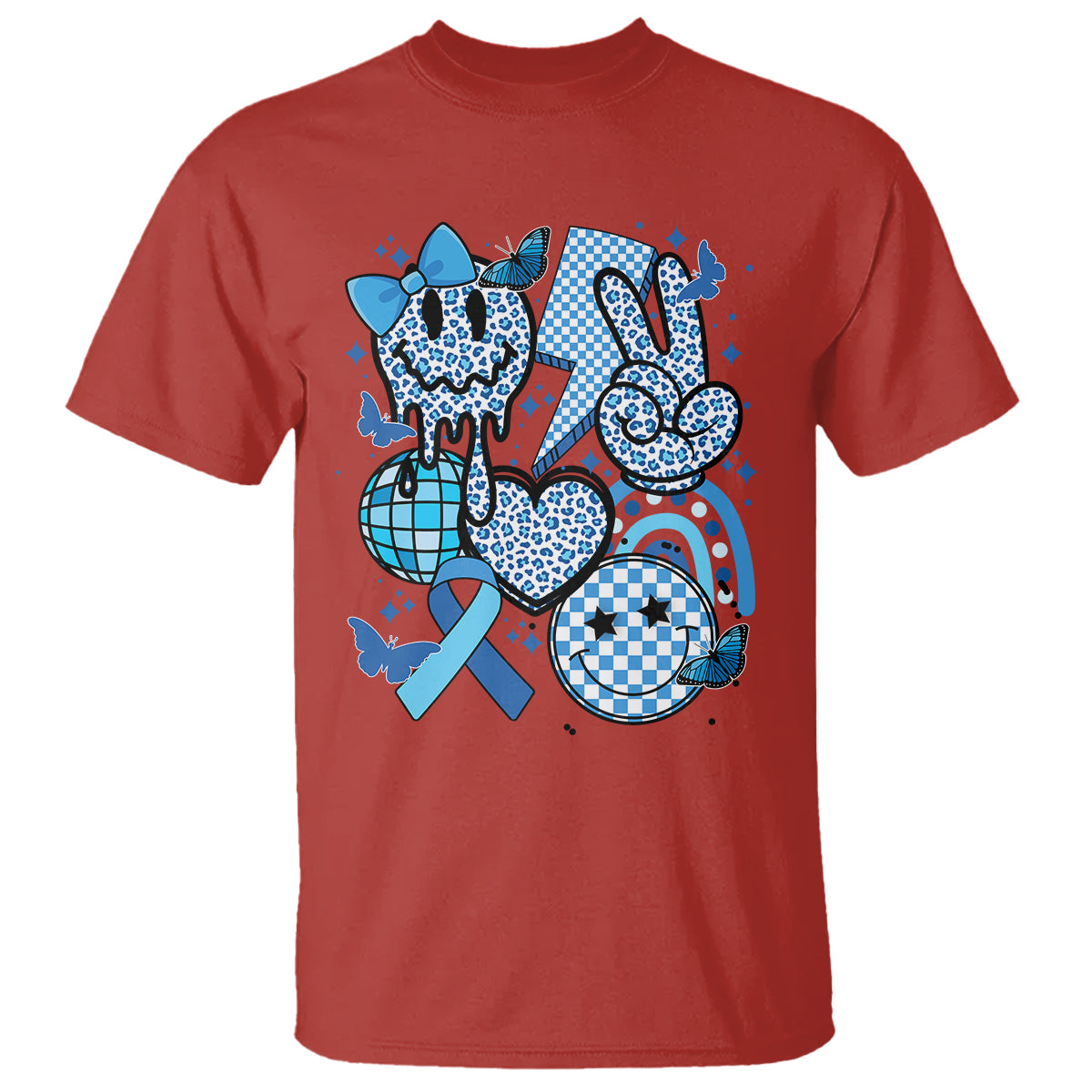 In November We Wear Blue T1D T2D Diabetes Awareness Retro Groovy T Shirt - Wonder Print Shop