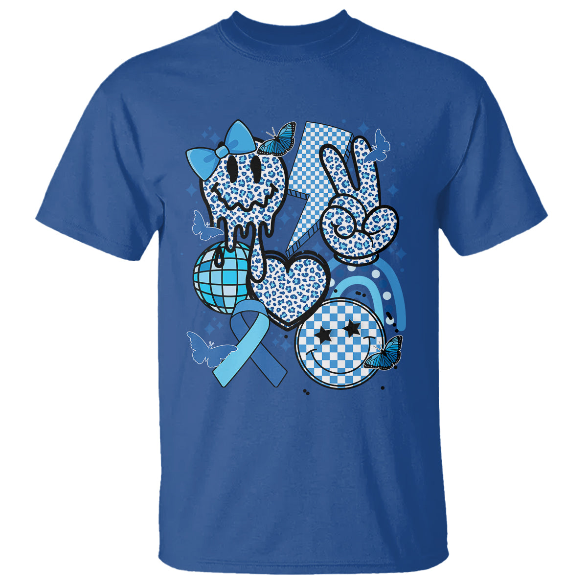 In November We Wear Blue T1D T2D Diabetes Awareness Retro Groovy T Shirt - Wonder Print Shop