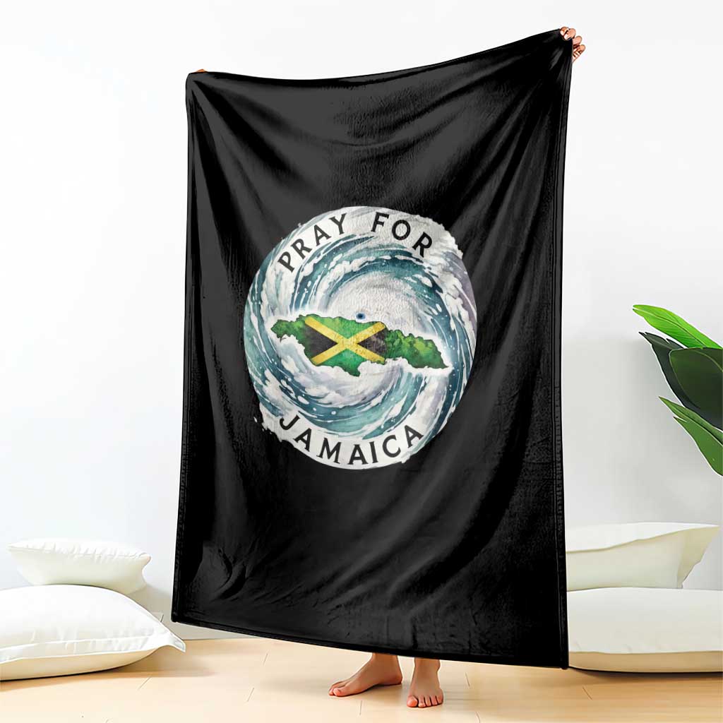 Pray For Jamaica Hurricane Support Throw Blanket Strong Island Map and Storm Graphic