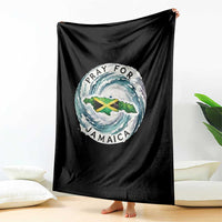 Pray For Jamaica Hurricane Support Throw Blanket Strong Island Map and Storm Graphic