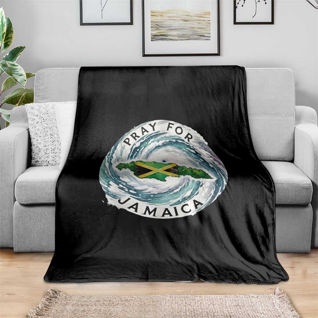 Pray For Jamaica Hurricane Support Throw Blanket Strong Island Map and Storm Graphic